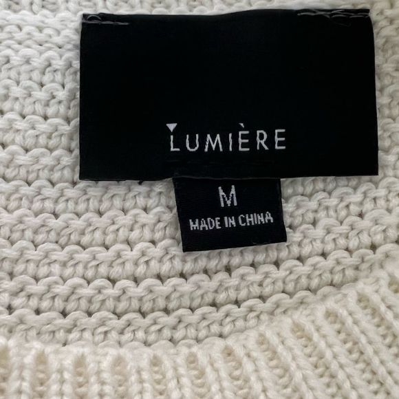 LUMINERE Womens Sz M Striped Sweater Cream and Tan NWT - Picture 9 of 9